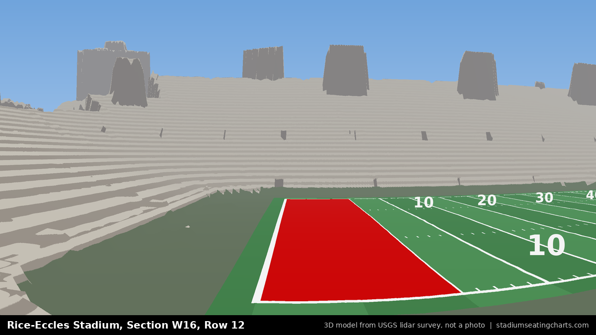 View from Rice-Eccles Stadium Section W16, Row 12, looking toward the field