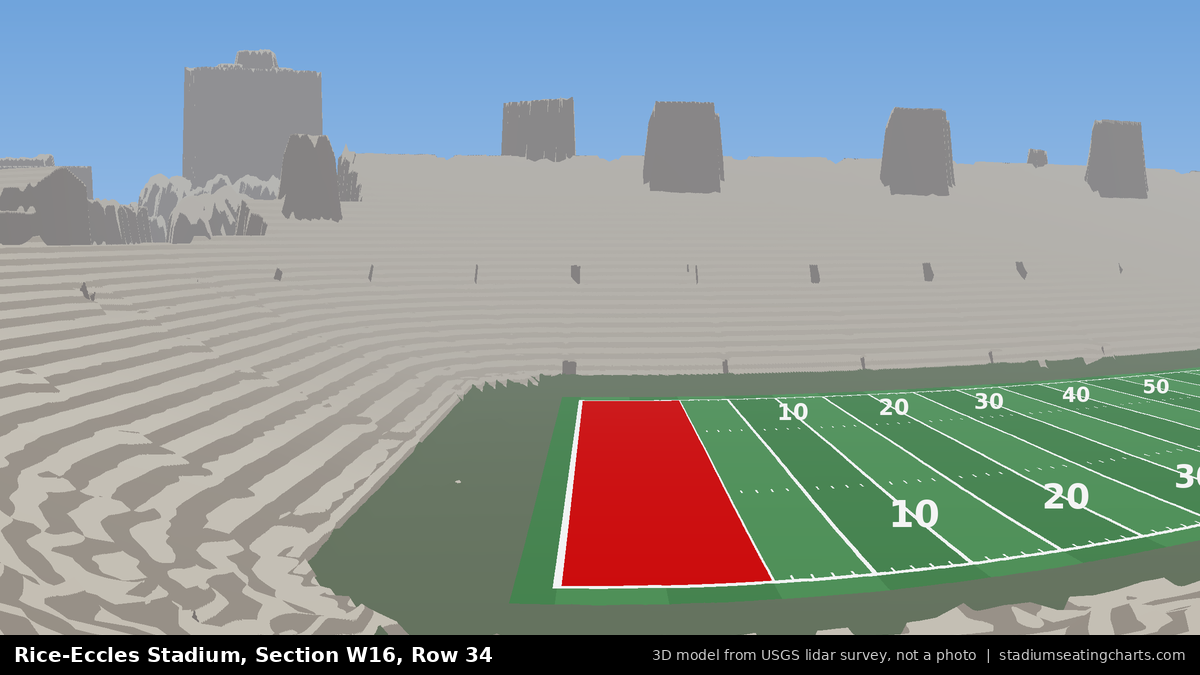 View from Rice-Eccles Stadium Section W16, Row 34, looking toward the field