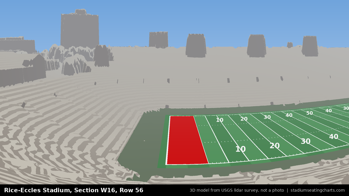 View from Rice-Eccles Stadium Section W16, Row 56, looking toward the field