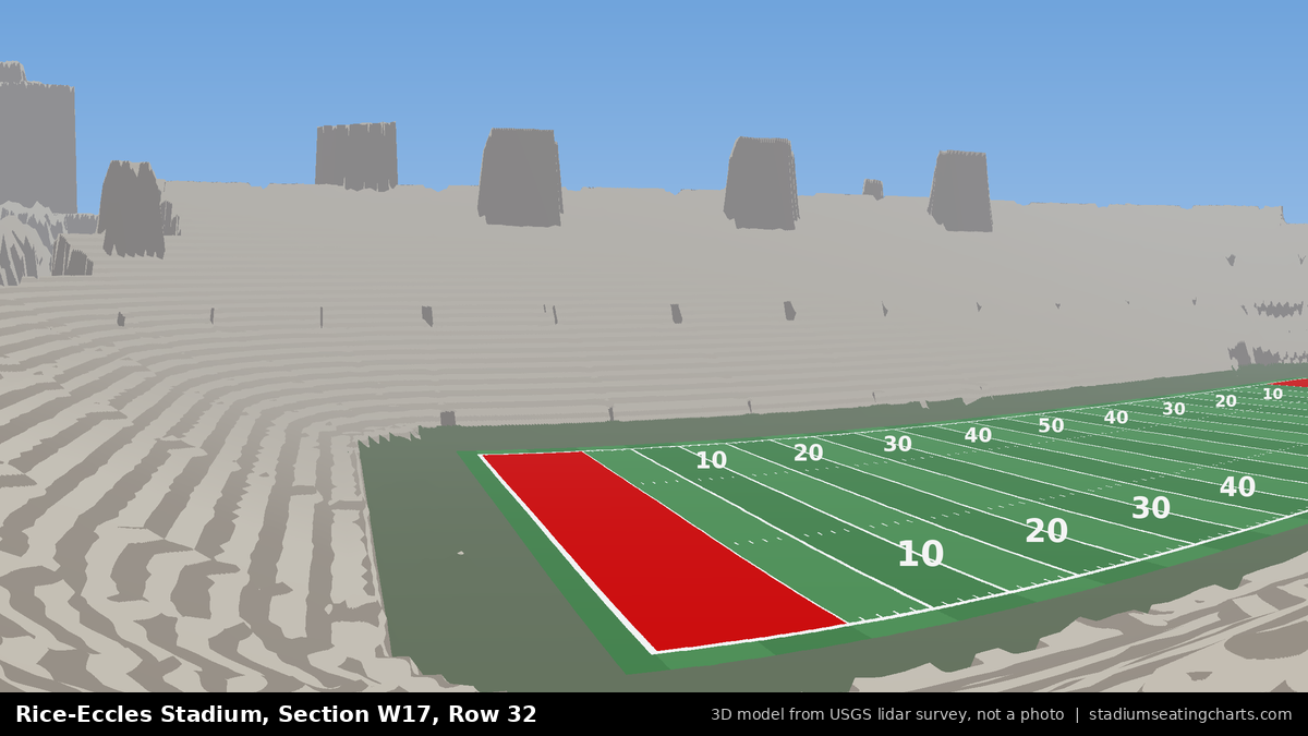 View from Rice-Eccles Stadium Section W17, Row 32, looking toward the field