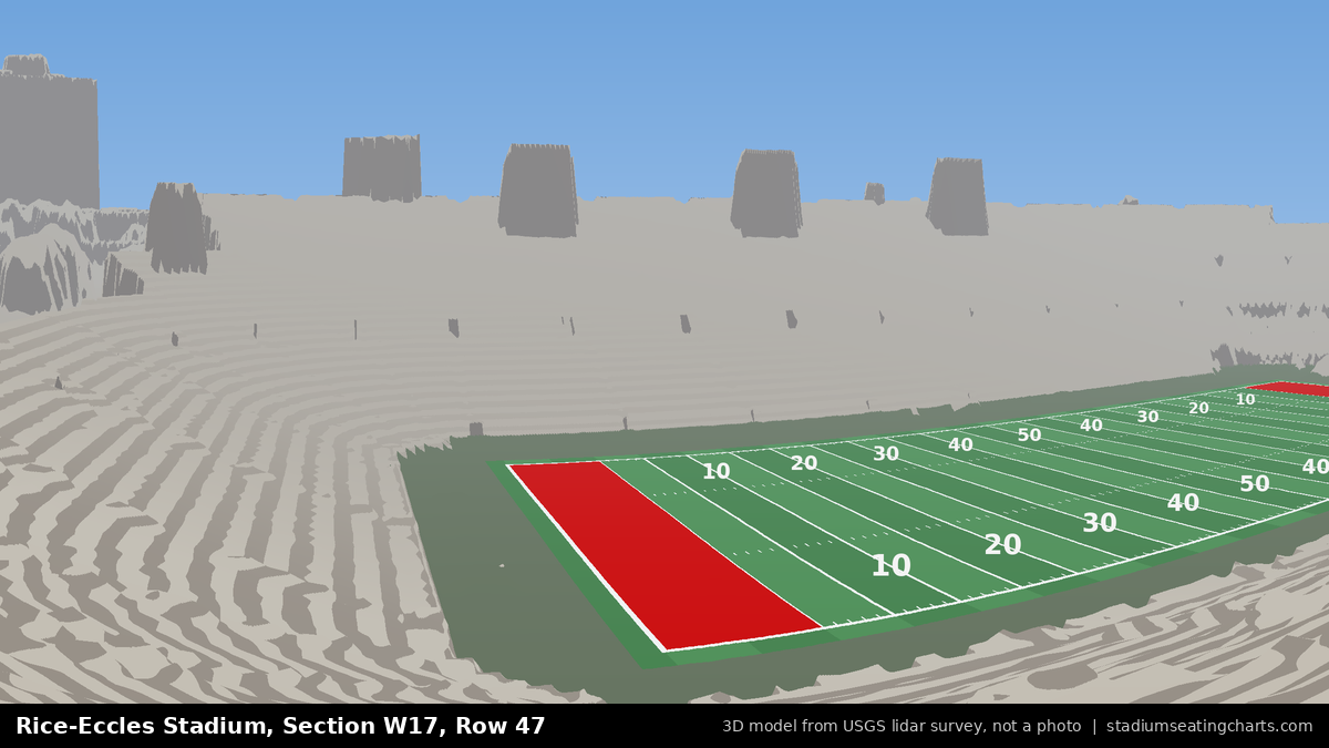 View from Rice-Eccles Stadium Section W17, Row 47, looking toward the field