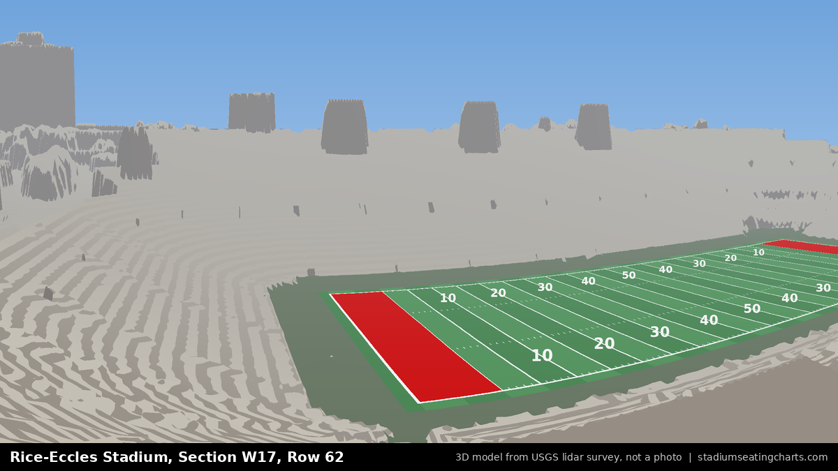 View from Rice-Eccles Stadium Section W17, Row 62, looking toward the field