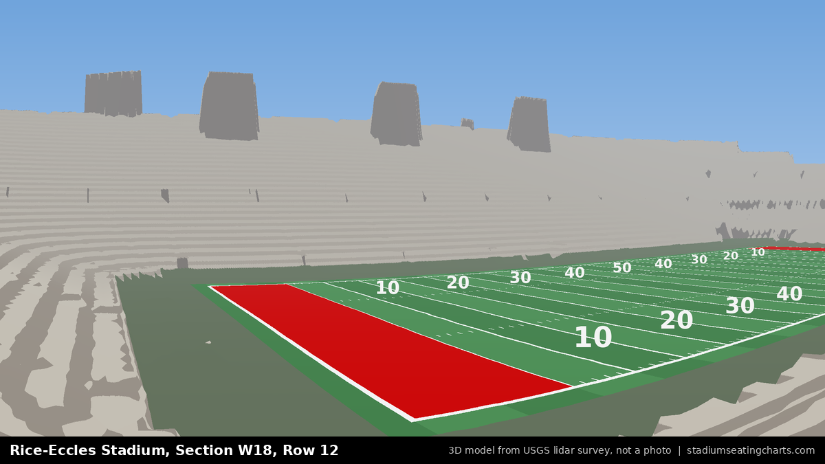 View from Rice-Eccles Stadium Section W18, Row 12, looking toward the field