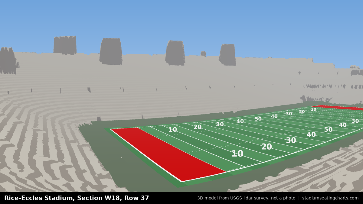 View from Rice-Eccles Stadium Section W18, Row 37, looking toward the field