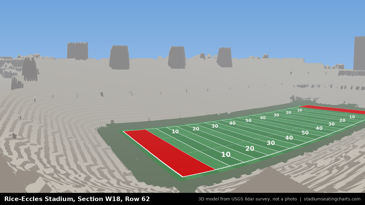 View from Rice-Eccles Stadium Section W18, Row 62, looking toward the field