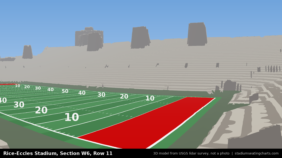 View from Rice-Eccles Stadium Section W6, Row 11, looking toward the field