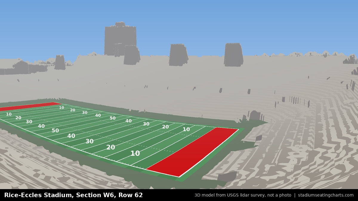 View from Rice-Eccles Stadium Section W6, Row 62, looking toward the field