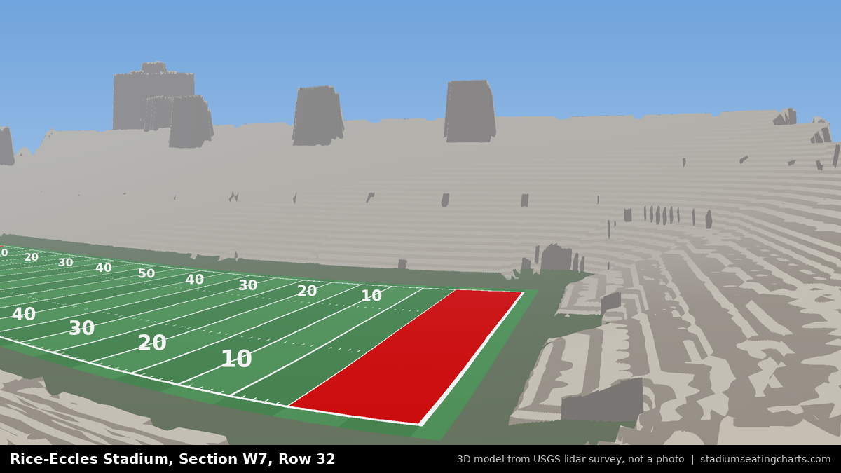View from Rice-Eccles Stadium Section W7, Row 32, looking toward the field