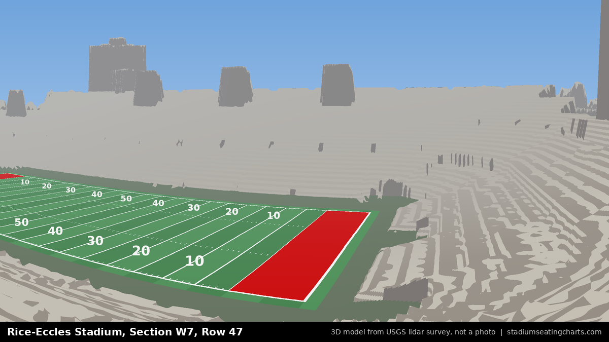 View from Rice-Eccles Stadium Section W7, Row 47, looking toward the field