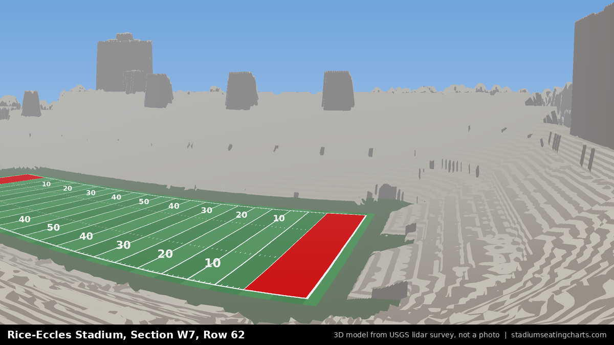 View from Rice-Eccles Stadium Section W7, Row 62, looking toward the field