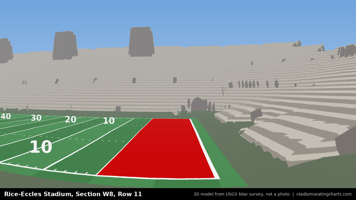 View from Rice-Eccles Stadium Section W8, Row 11, looking toward the field