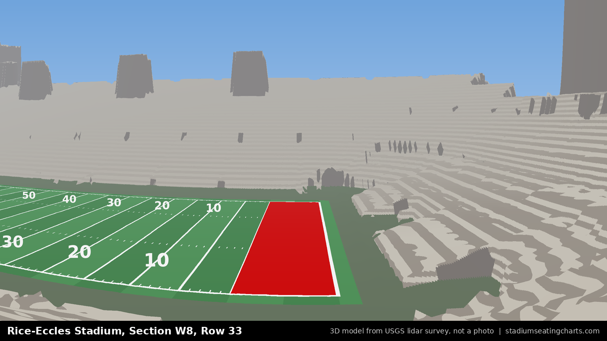 View from Rice-Eccles Stadium Section W8, Row 33, looking toward the field