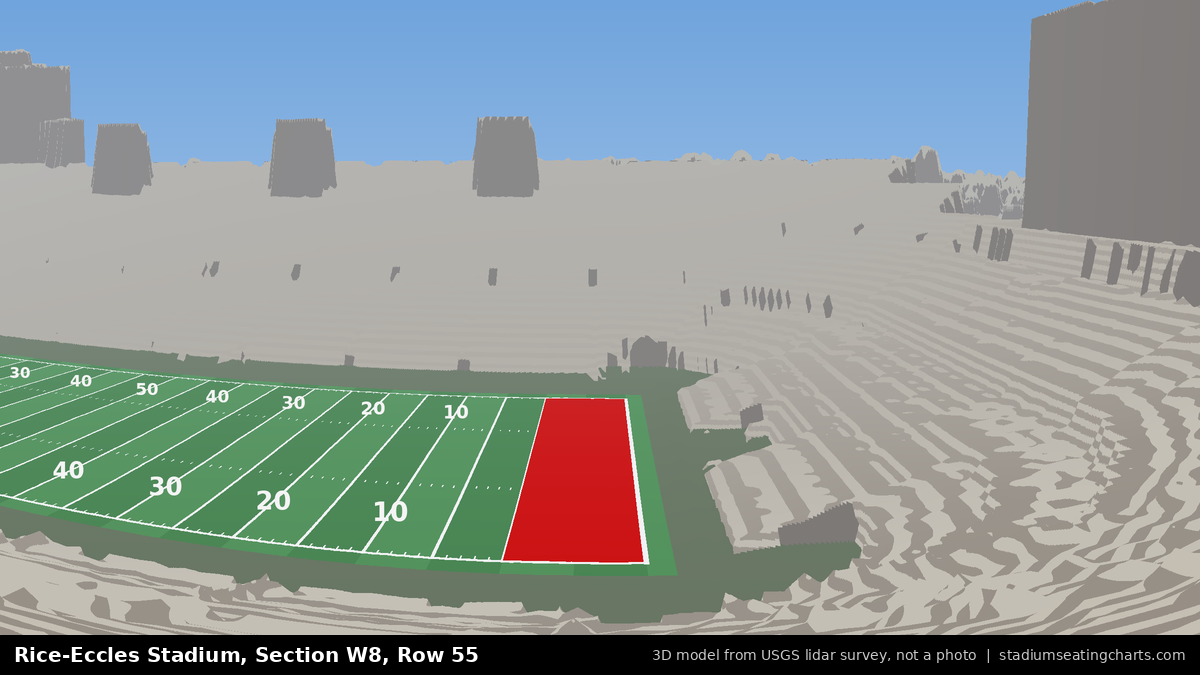 View from Rice-Eccles Stadium Section W8, Row 55, looking toward the field