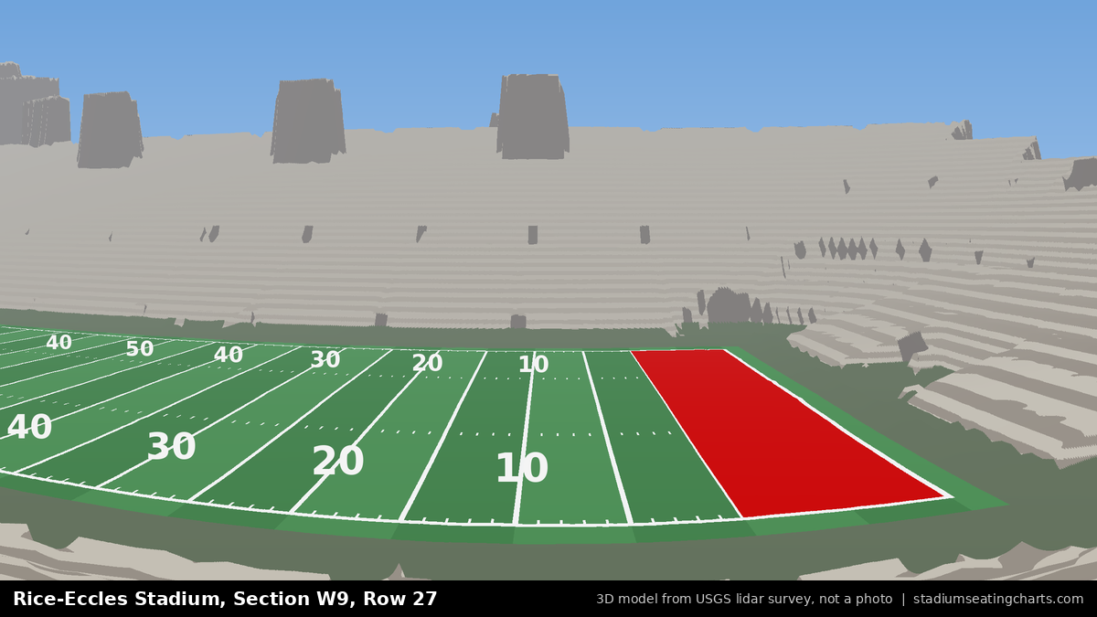 View from Rice-Eccles Stadium Section W9, Row 27, looking toward the field