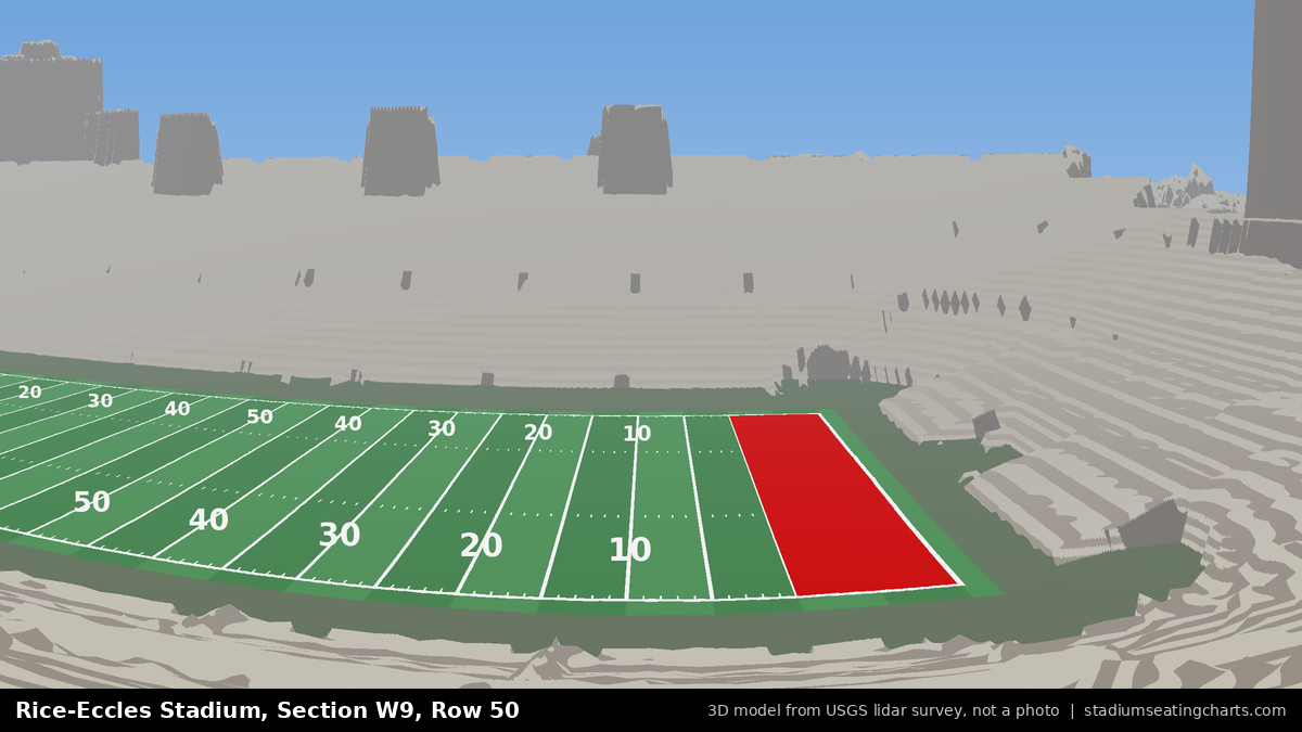View from Rice-Eccles Stadium Section W9, Row 50, looking toward the field