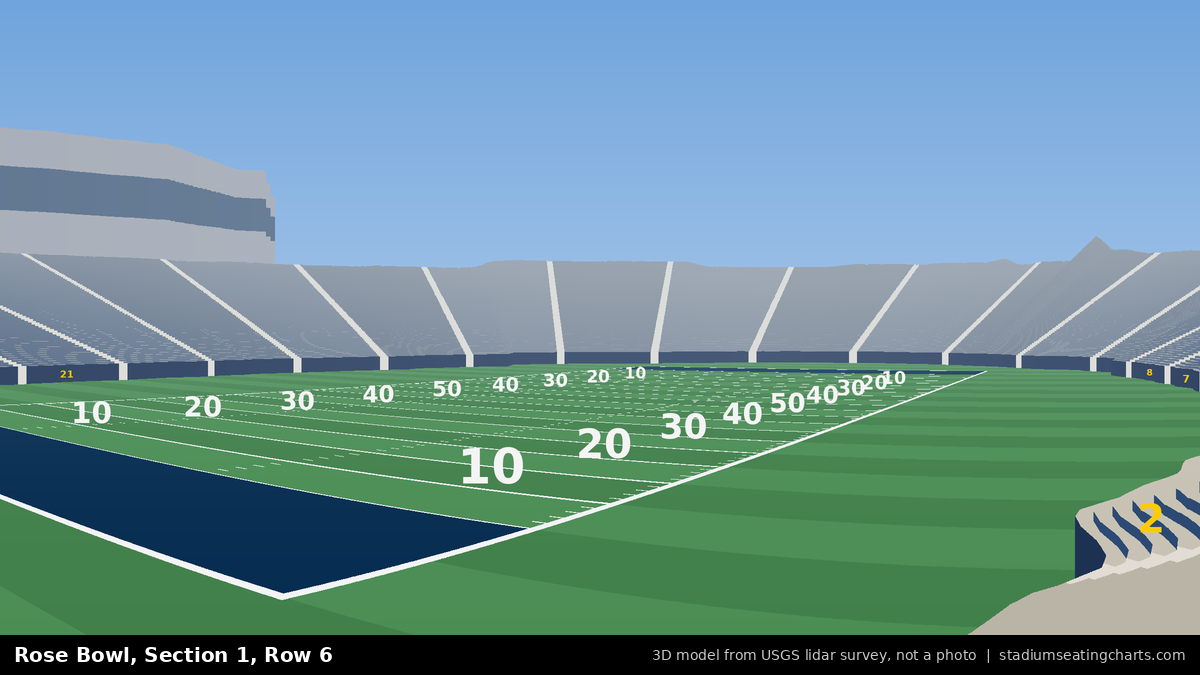 View from Rose Bowl Section 1, Row 6, looking toward the field