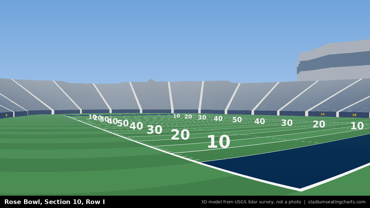 View from Rose Bowl Section 10, Row I, looking toward the field