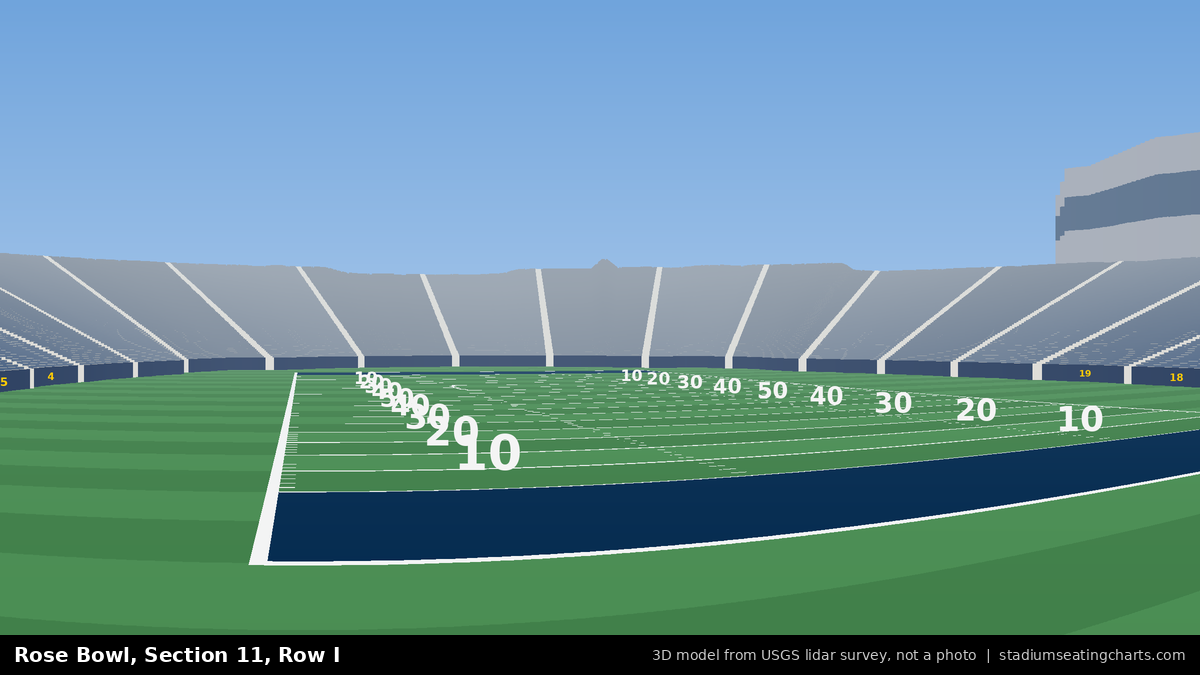 View from Rose Bowl Section 11, Row I, looking toward the field