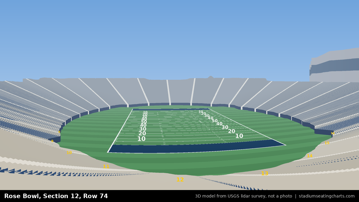 View from Rose Bowl Section 12, Row 74, looking toward the field