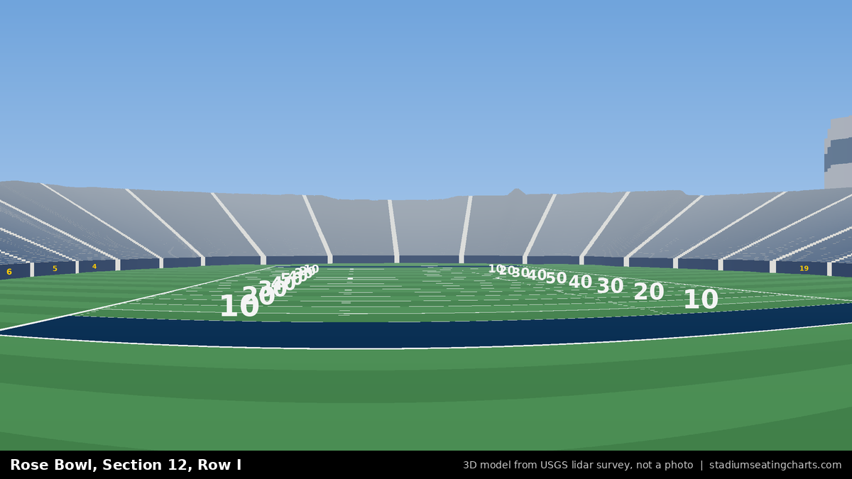 View from Rose Bowl Section 12, Row I, looking toward the field