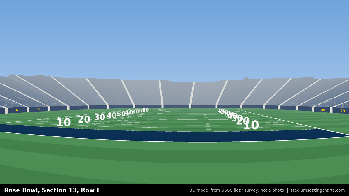 View from Rose Bowl Section 13, Row I, looking toward the field