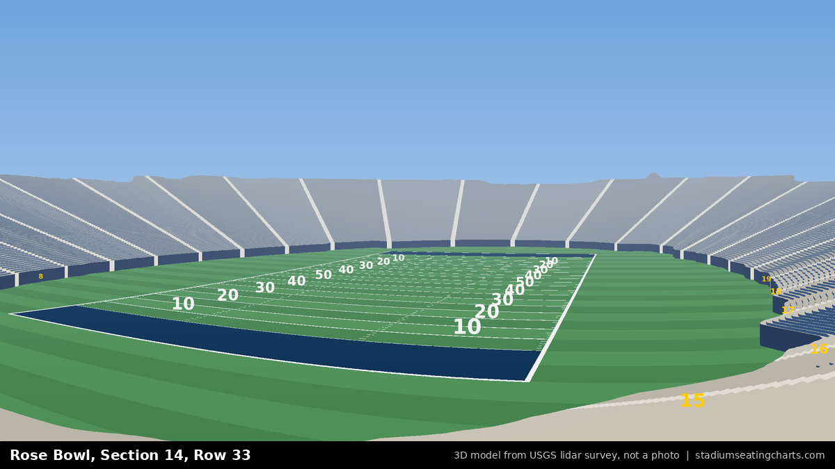 View from Rose Bowl Section 14, Row 33, looking toward the field