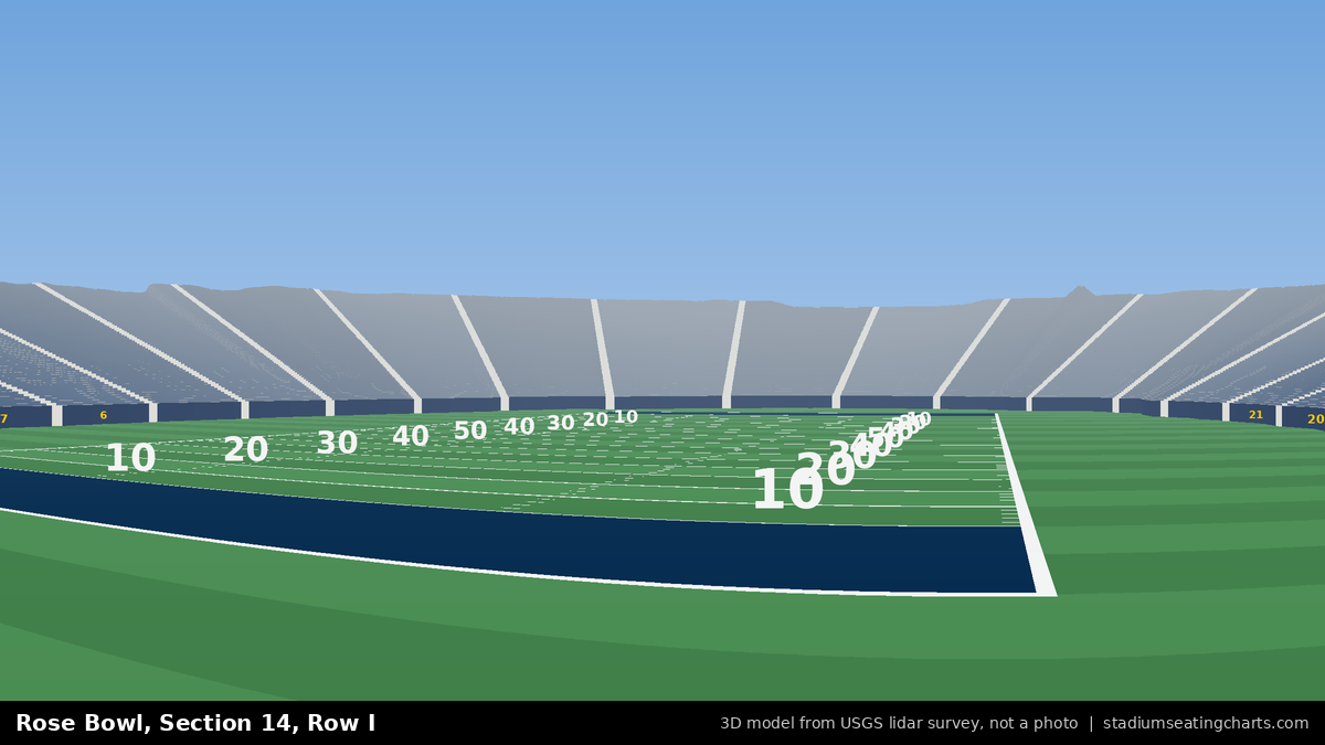 View from Rose Bowl Section 14, Row I, looking toward the field