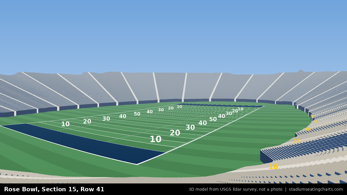 View from Rose Bowl Section 15, Row 41, looking toward the field