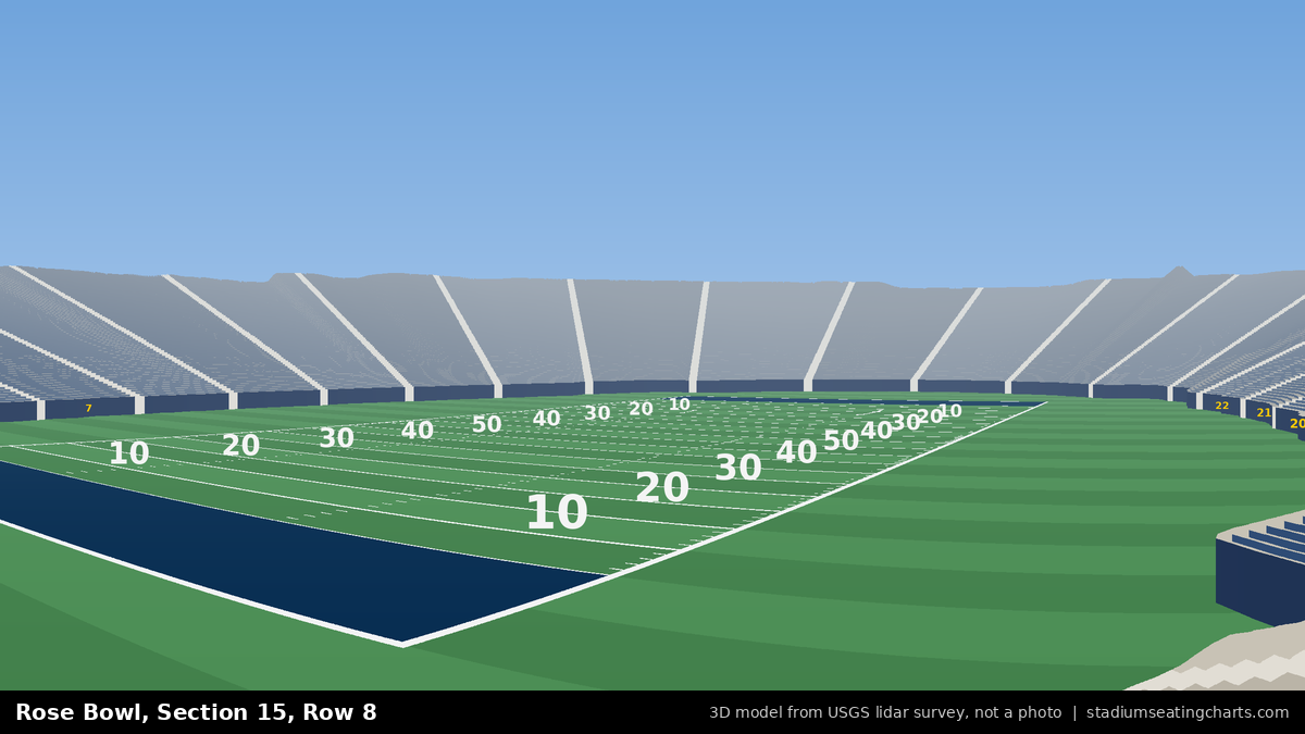 View from Rose Bowl Section 15, Row 8, looking toward the field