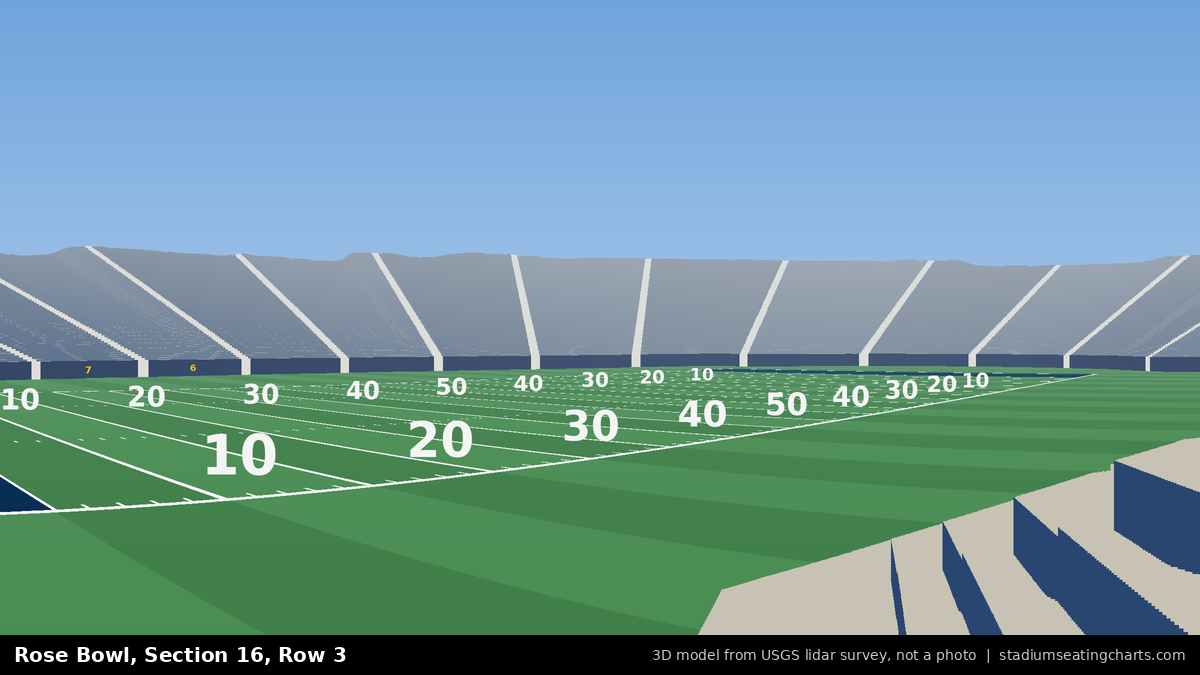 View from Rose Bowl Section 16, Row 3, looking toward the field