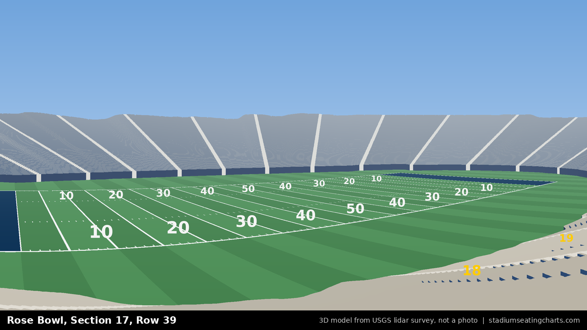 View from Rose Bowl Section 17, Row 39, looking toward the field