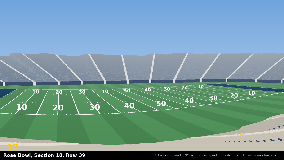 View from Rose Bowl Section 18, Row 39, looking toward the field
