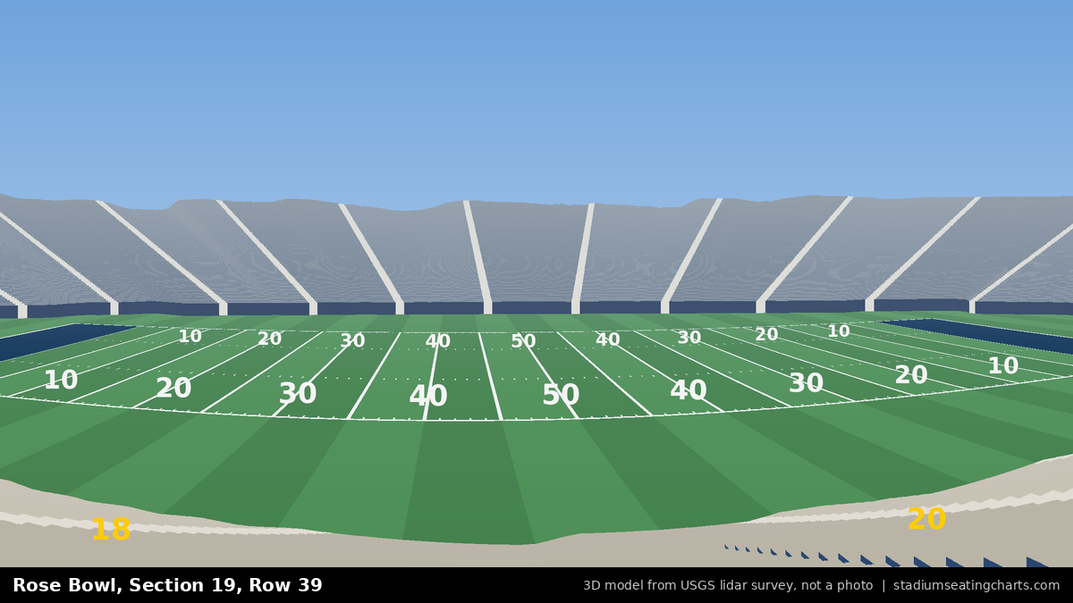 View from Rose Bowl Section 19, Row 39, looking toward the field