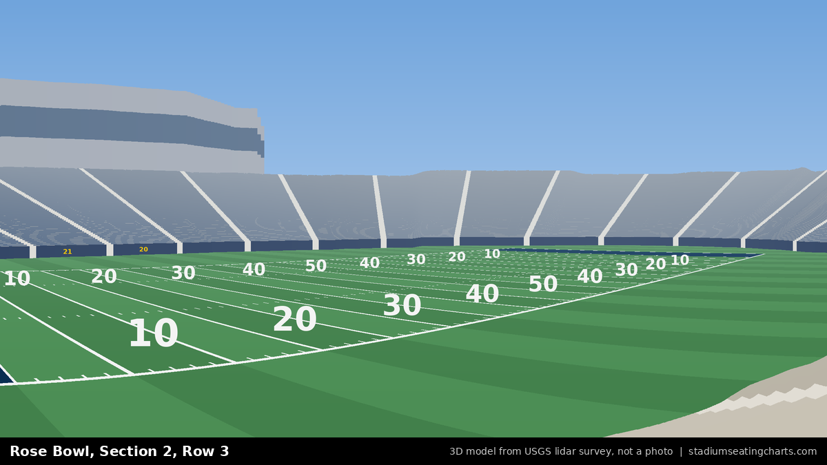 View from Rose Bowl Section 2, Row 3, looking toward the field