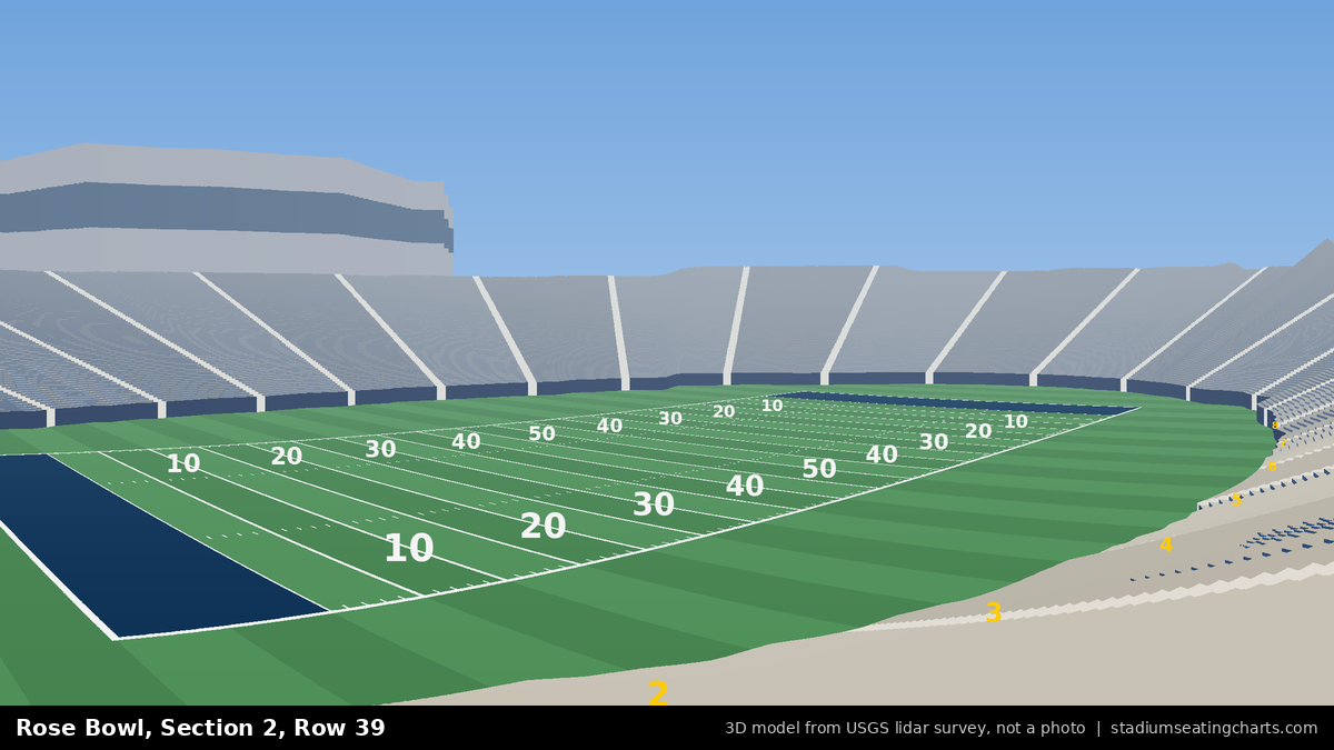 View from Rose Bowl Section 2, Row 39, looking toward the field
