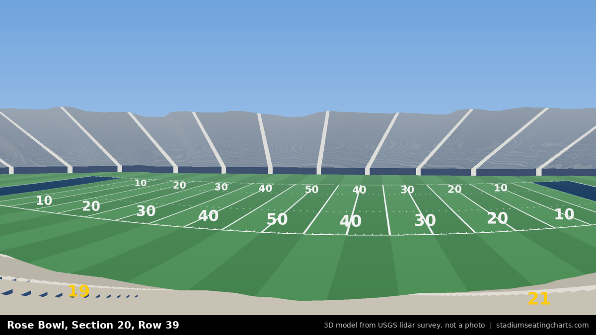 View from Rose Bowl Section 20, Row 39, looking toward the field