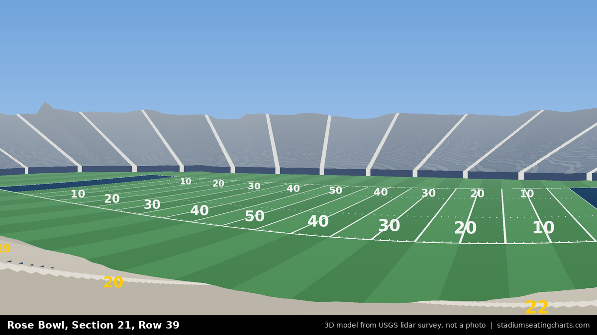 View from Rose Bowl Section 21, Row 39, looking toward the field
