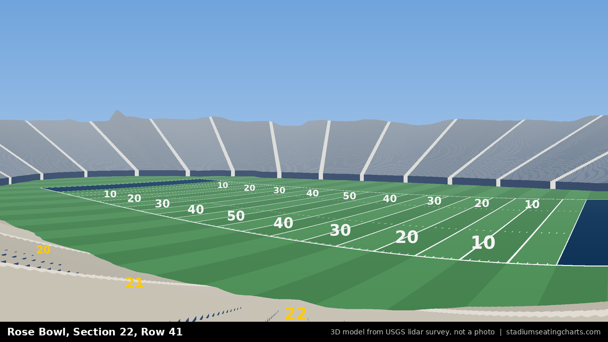 View from Rose Bowl Section 22, Row 41, looking toward the field