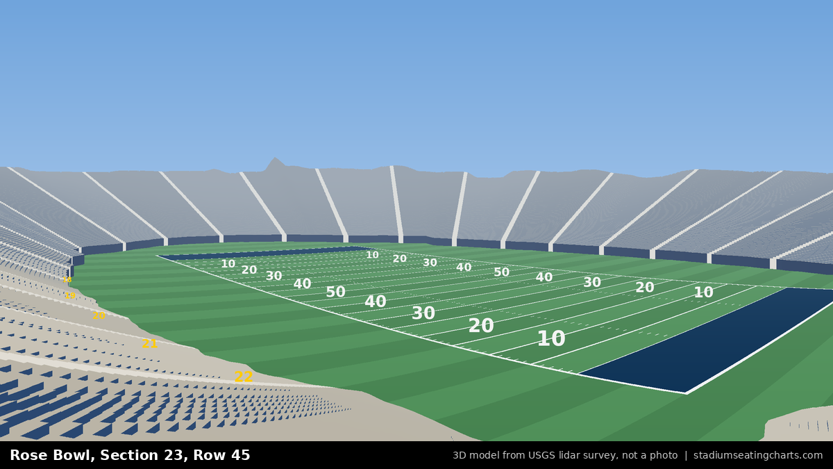 View from Rose Bowl Section 23, Row 45, looking toward the field
