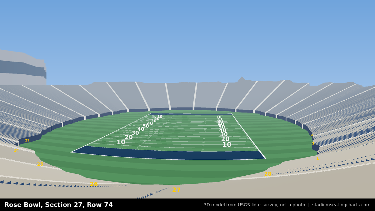 View from Rose Bowl Section 27, Row 74, looking toward the field