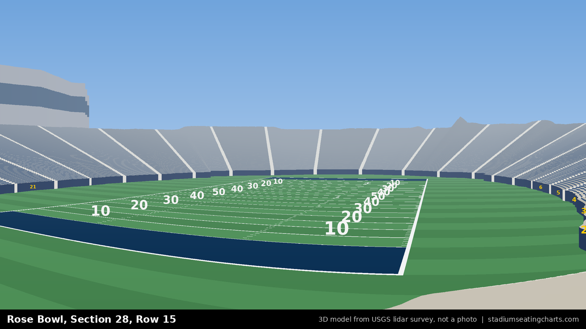 View from Rose Bowl Section 28, Row 15, looking toward the field