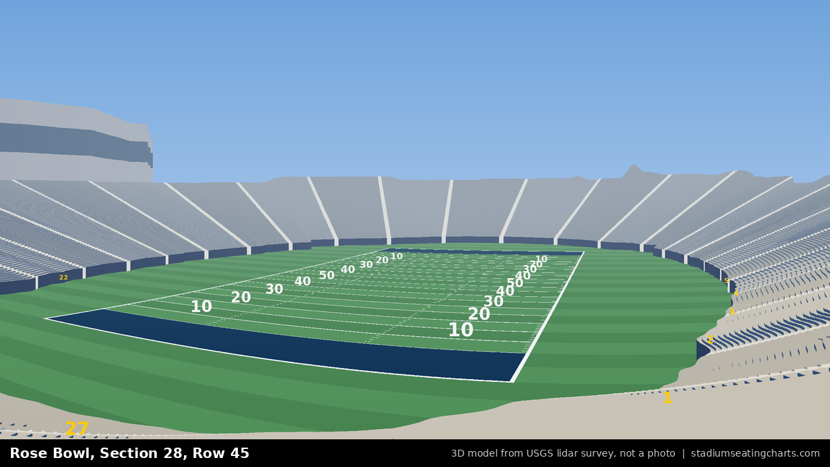 View from Rose Bowl Section 28, Row 45, looking toward the field