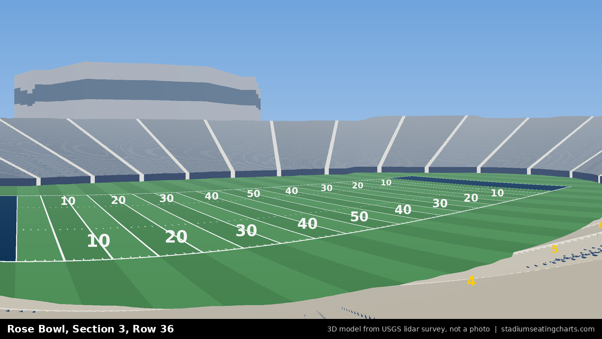 View from Rose Bowl Section 3, Row 36, looking toward the field