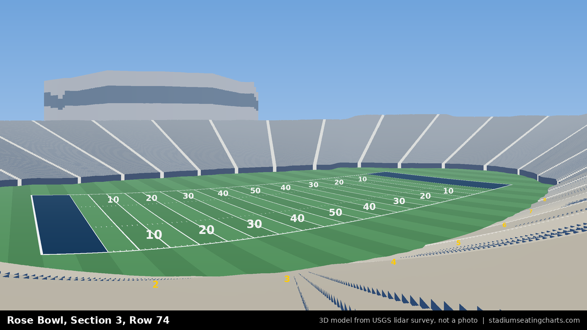 View from Rose Bowl Section 3, Row 74, looking toward the field