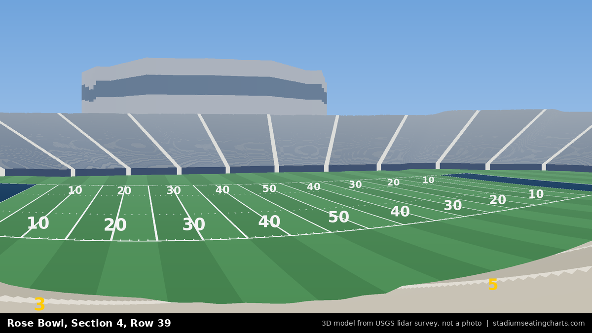 View from Rose Bowl Section 4, Row 39, looking toward the field