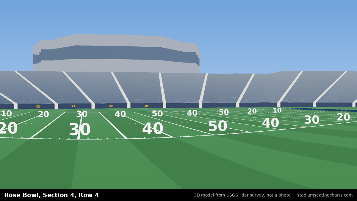 View from Rose Bowl Section 4, Row 4, looking toward the field