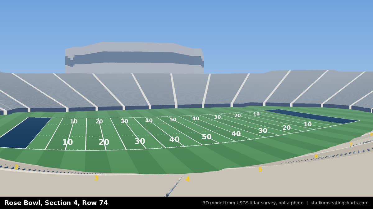 View from Rose Bowl Section 4, Row 74, looking toward the field