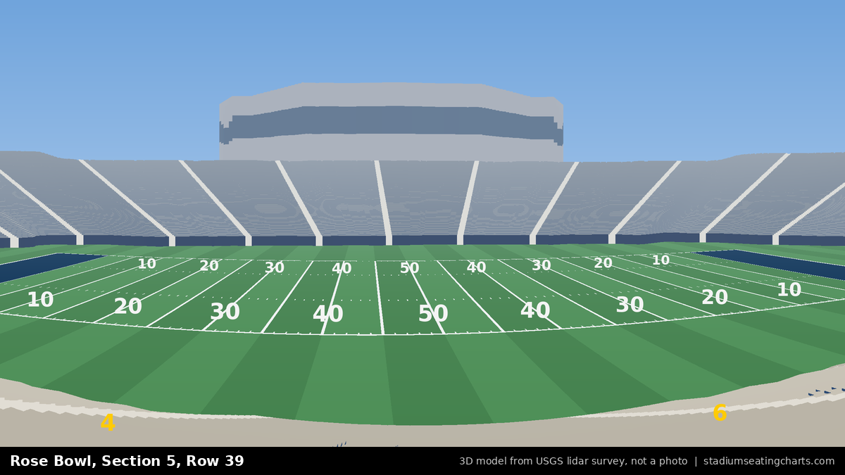 View from Rose Bowl Section 5, Row 39, looking toward the field