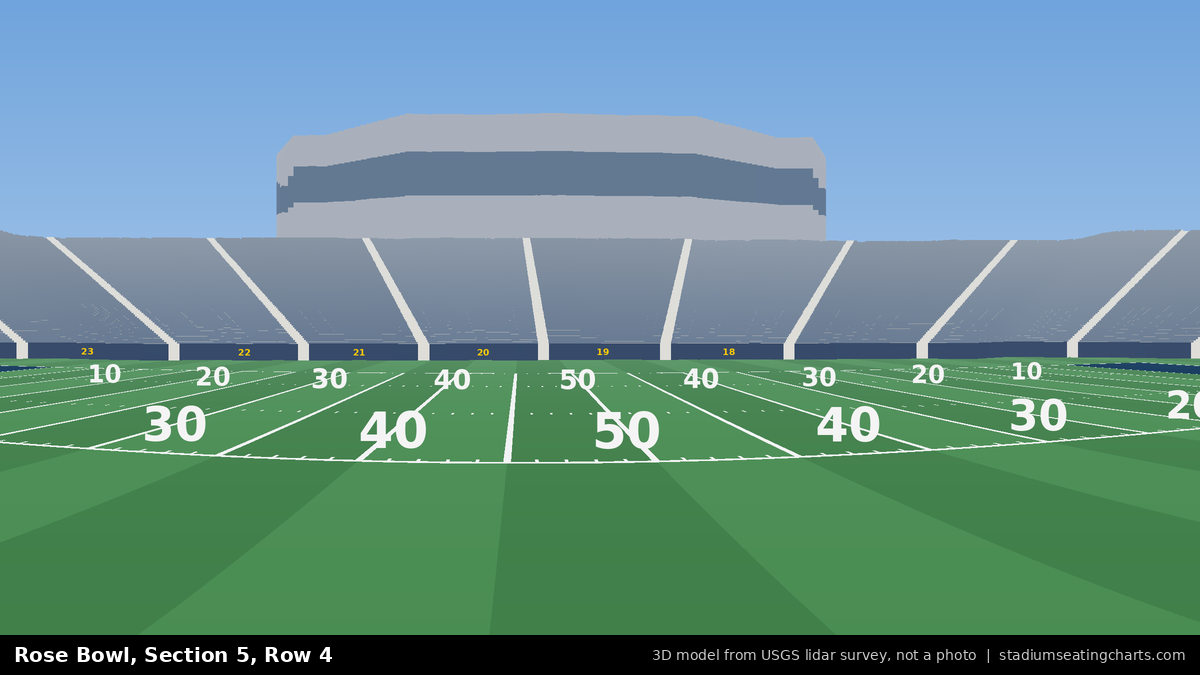 View from Rose Bowl Section 5, Row 4, looking toward the field