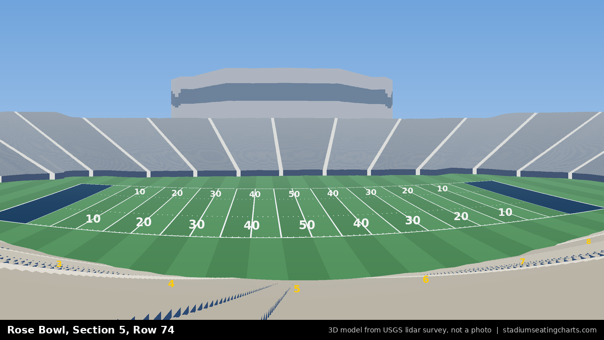 View from Rose Bowl Section 5, Row 74, looking toward the field